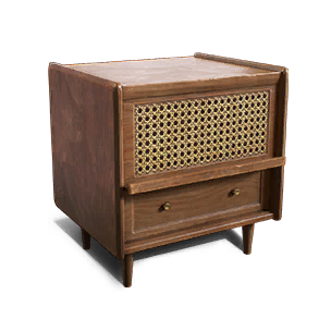 Formula: Wicker Wooden Bedside Table