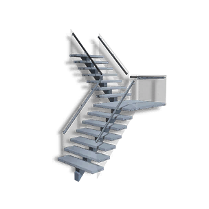 Right Steel Glass Corner Stairs