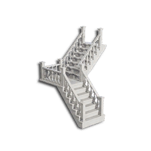 Left Plaster White Concrete Corner Stairs