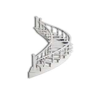 Left Plaster White Concrete Spiral Staircase