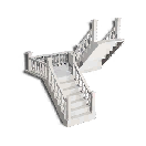 Left Plaster White Concrete Half-Pace Stairs