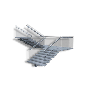 Right Half-Height Steel Half-Pace Stairs