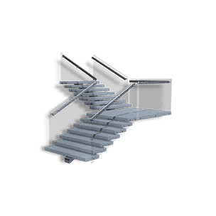 Right Half-Height Steel Corner Stairs