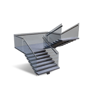 Left Half-Height Steel Half-Pace Stairs