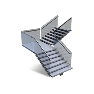 Left Half-Height Steel Corner Stairs