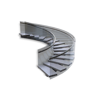 Left Half-Height Steel Spiral Staircase
