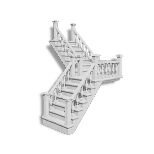 Right Plaster White Concrete Corner Stairs