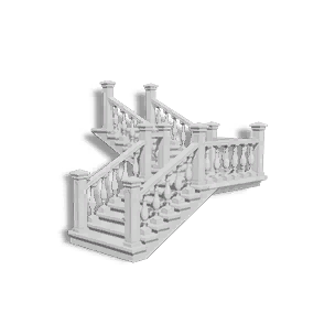 Right 1/2 Plaster White Concrete High Corner Stairs