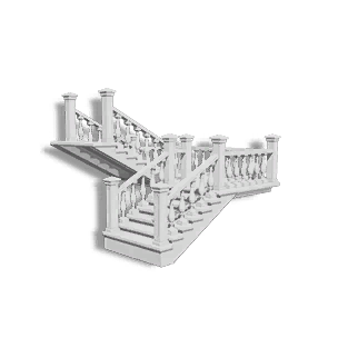 Right 1/2 Plaster White Concrete High Half-Pace Stairs