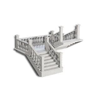 Left 1/2 Height Plaster White Concrete Half-Pace Stairs