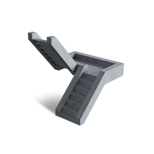 Courtyard Style Right Half-Pace Stairs